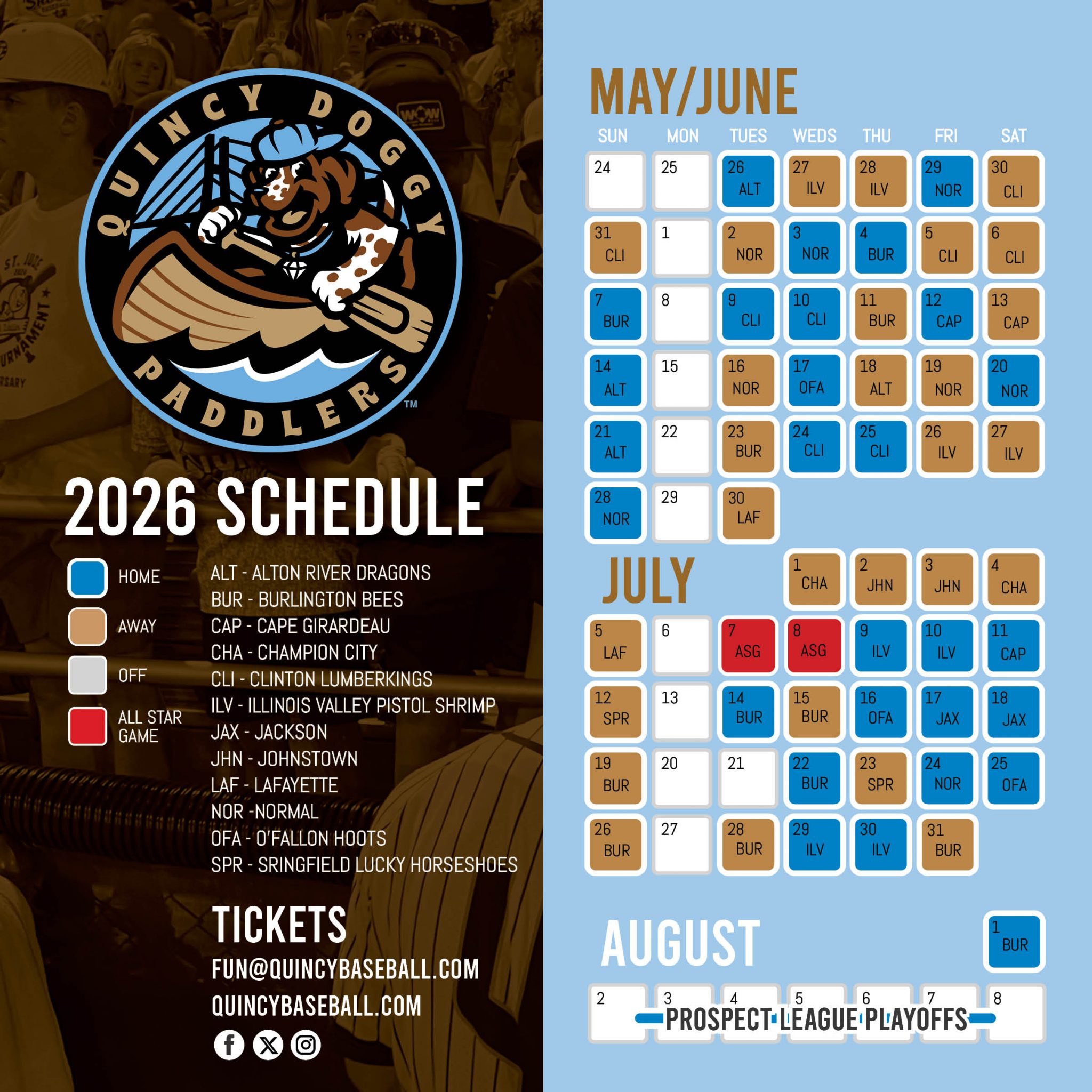 2026 Quincy Doggy Paddlers Schedule